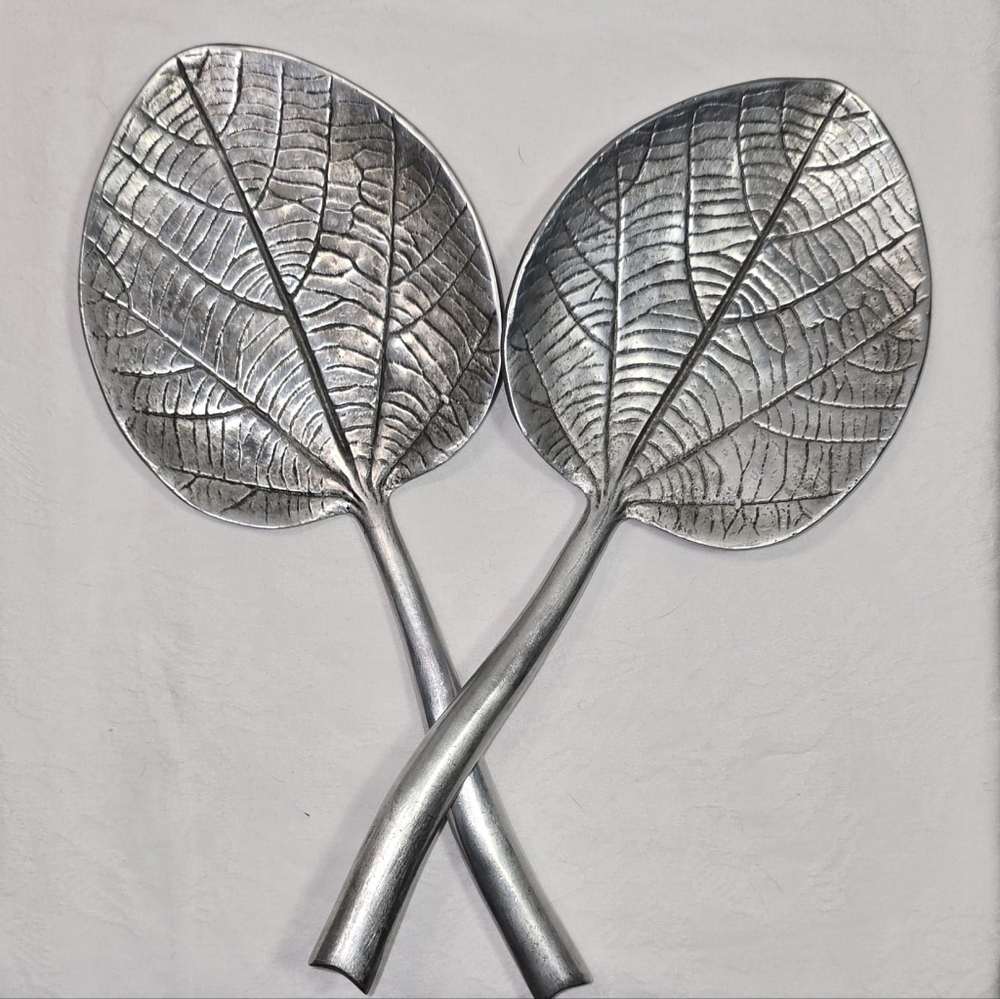 POTTERY BARN Set of Frangipani Pewter Salad Serving Utensils